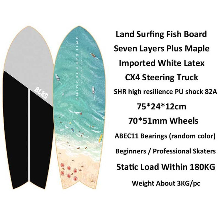 Balerz 75*24cm 007 Land Surfing Skateboard Cruise CX4 Truck Street Fish Board Beginner Skate Men Simulation Surfing Training Skateboard