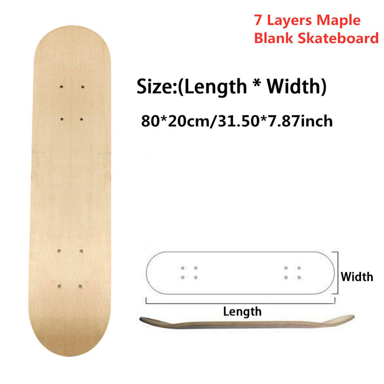 Balerz 8/7 Layers Maple Blank Skateboard Deck Double Rocker 31Inch Longboard Skateboards Natural Maple Wood Skate Board High Elasticity