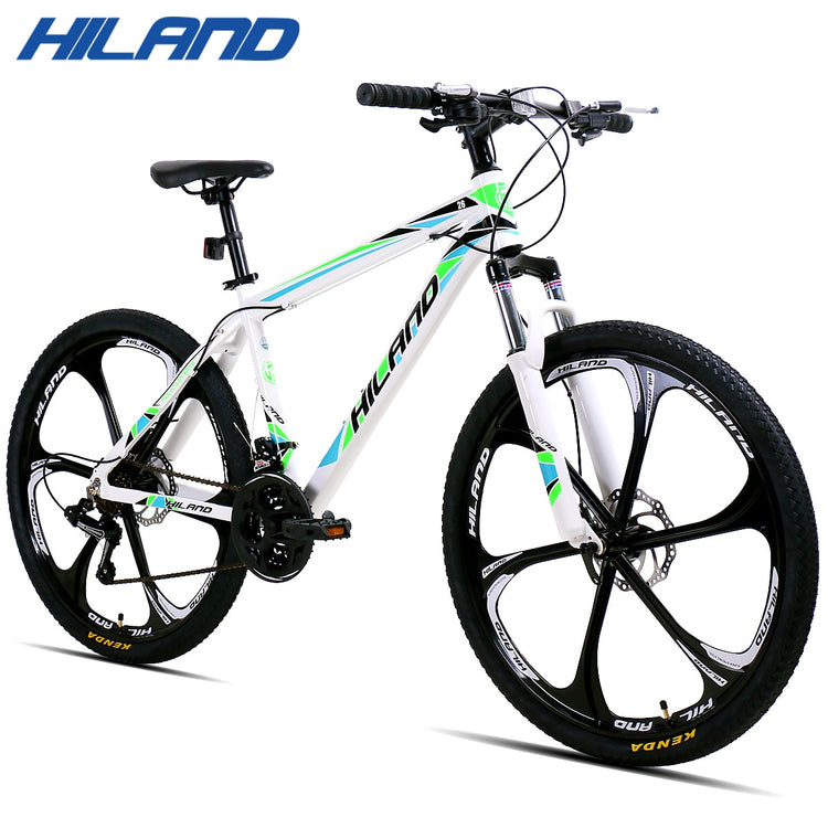 Balerz HILAND 26 inch 21 Speed Aluminum Alloy Suspension Fork Bicycle Double Disc Brake Mountain Bike and Free Gift Fenders
