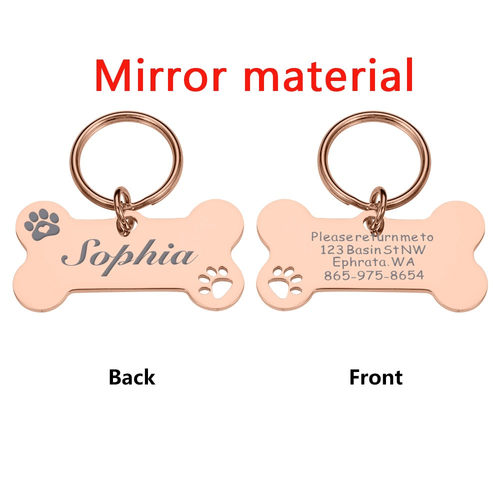 Balerz Customizable Dog Collar Address Tags for Dogs Medal with Engraving Name Kitten Puppy Accessories Personalized Cat Necklace Chain