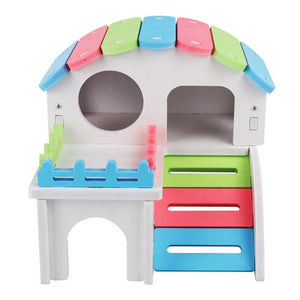 Balerz Hamster House Cute Hamster Exercise Toy with Ladder Slide small pet toy Hamster Hideout for Guinea Pig Hamster Cage Accessories