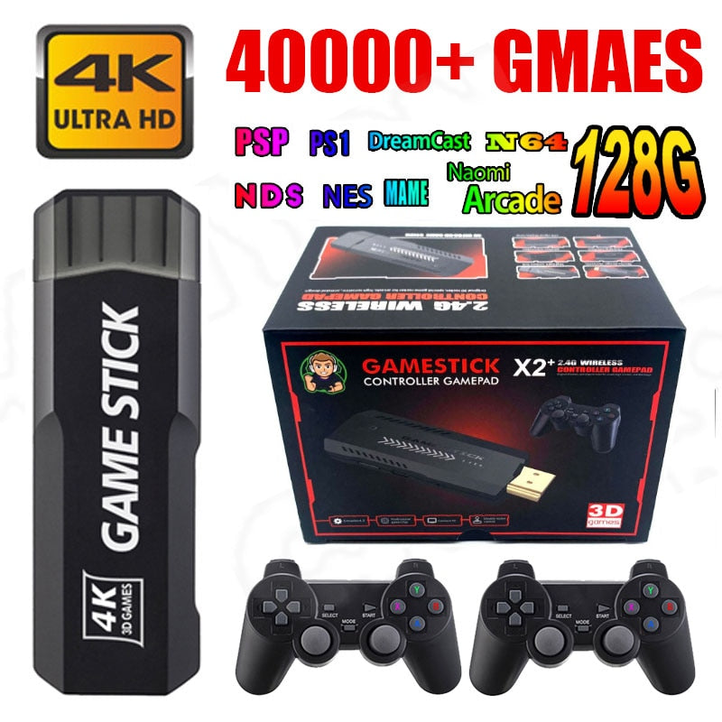 Balerz Game Stick 128GB 4k GD10 40000 Games Portable Wireless Controllor Dropshipping 40 Simuators Retro Video Game Consoles Game Stick