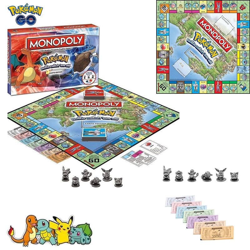 Balerz Cartoon Pokemon Pikachu English Version Monopoly Real Estate for adults and children 2-6 people party birthday Game kdis Gifts