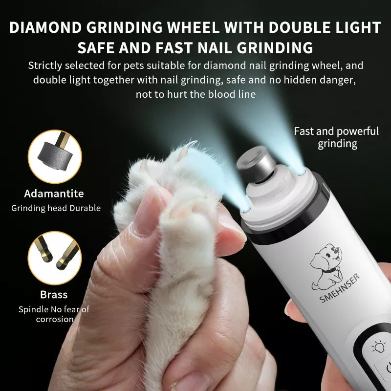 Balerz Electric Pet Nail Grinder With LED Light Cat Dogs Nail Clippers USB Rechargeable Paws Nail Cutter Pet Grooming Trimmer Supplies
