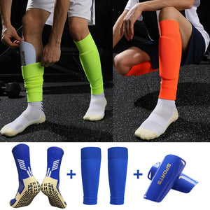 Balerz Grip Football Socks  Anti-Slip Sports Soccer Sock Shin Guard Set
