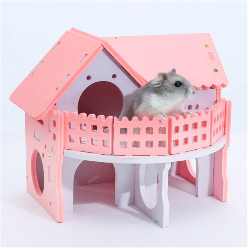 Balerz Hamster House Cute Hamster Exercise Toy with Ladder Slide small pet toy Hamster Hideout for Guinea Pig Hamster Cage Accessories