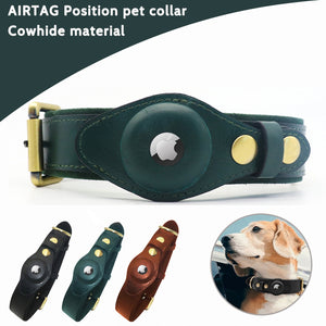 Balerz Genuine Leather Airtag Dog Collar with Apple Airtag Holder Case Pet GPS Location Tracker