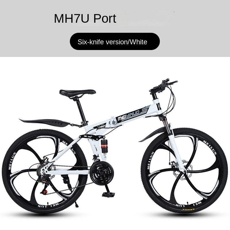 Balerz Cycling City Foldable Mountain Bike Variable Speed Shock Bike 26 Inch Adult Bicycle Double Disc Brake Carbon Steel Frame Bicycle