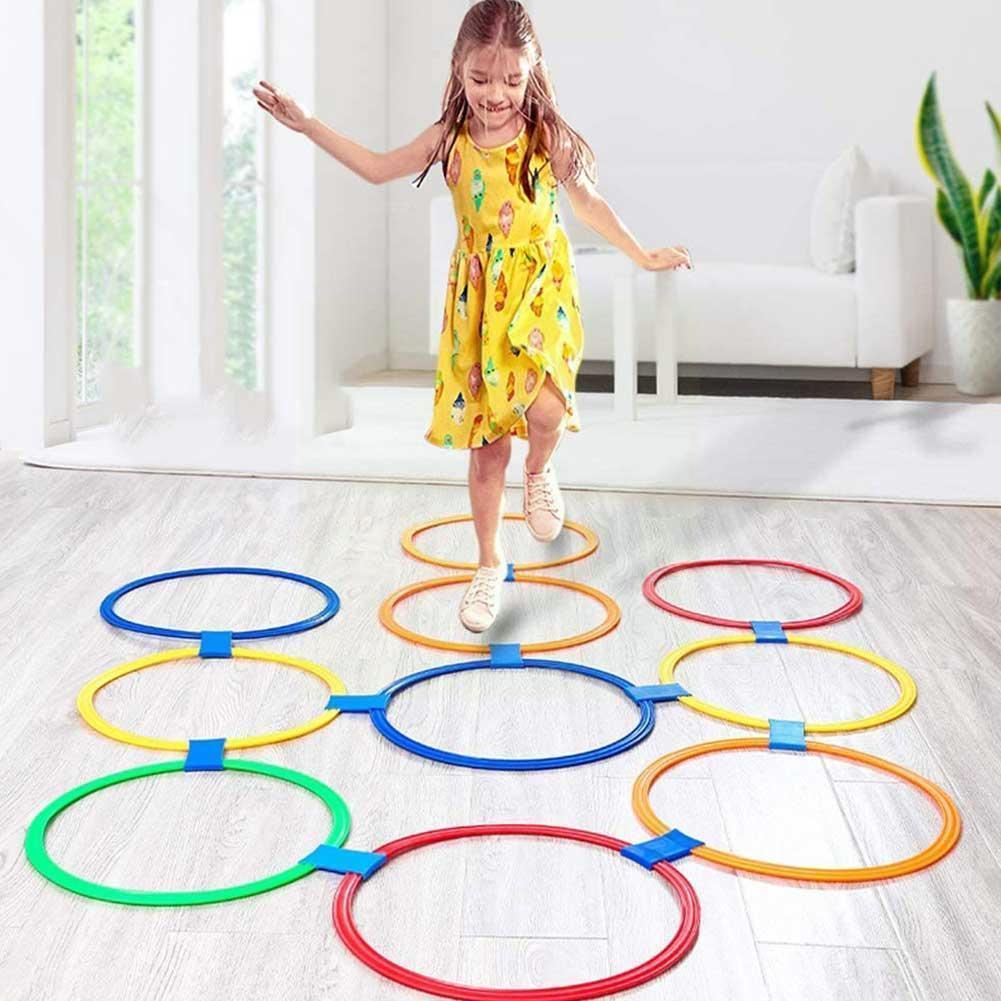 Balerz Children Brain Games Hopscotch Jump Circle Rings Set 28/38cm Kids Sensory Indoor Outdoor for Sports Entertainment Toy