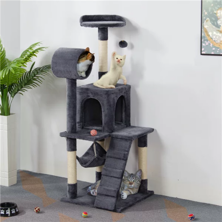 Balerz SmileMart 51“ Scratching Post Tower Cat Tree with Hammock